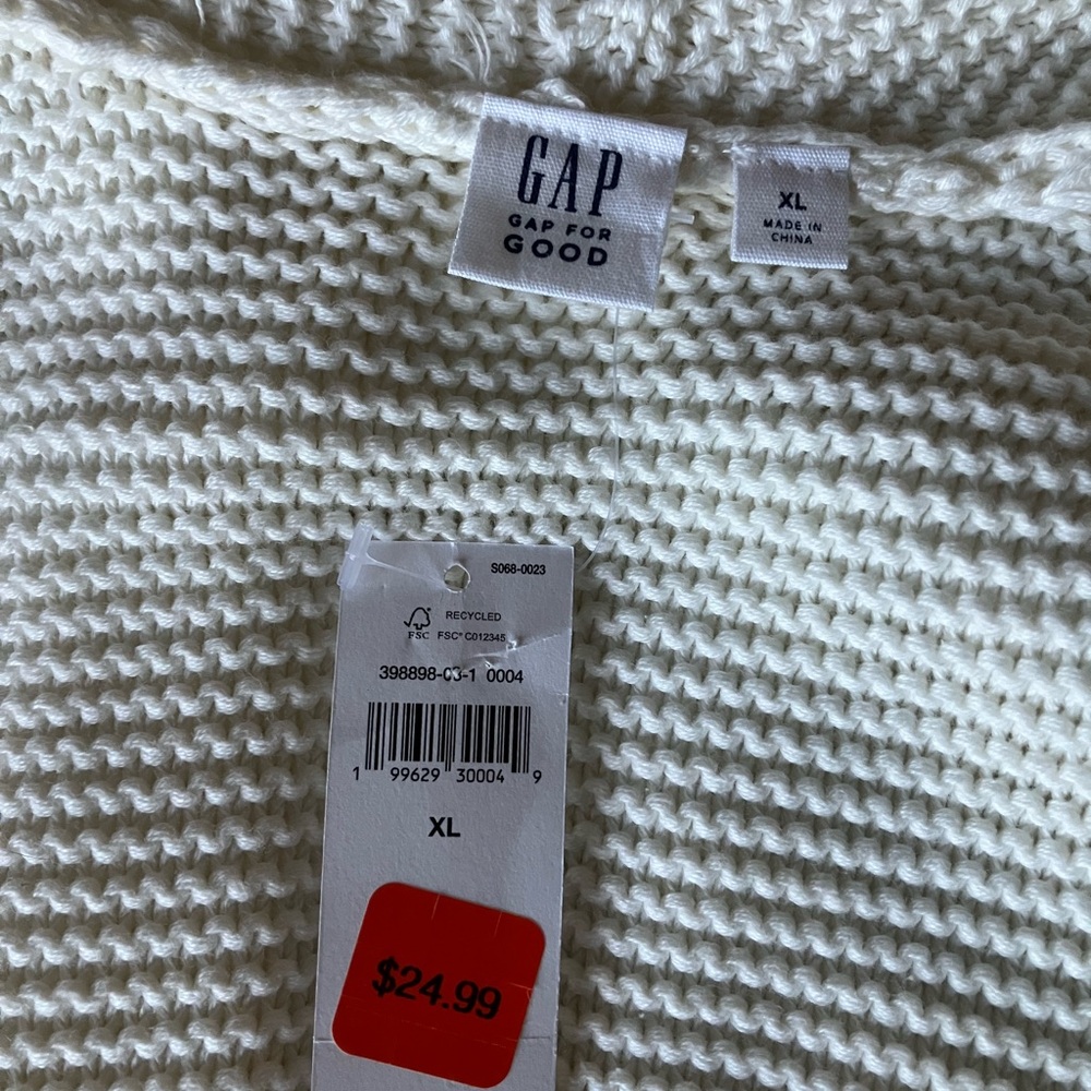 Chic Gap White Knit Cardigan Size XL NWT - Picture 2 of 3